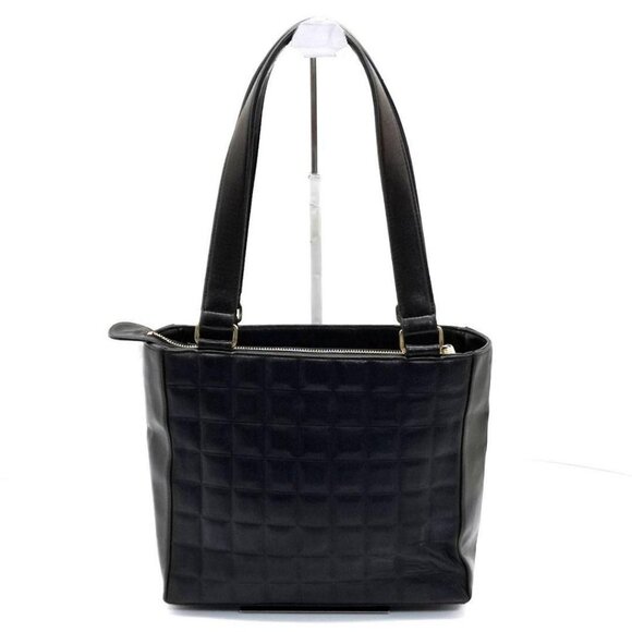 Authentic CHANEL Vintage Lambskin Quilted Chocolate Bar Tote Black Purse - Picture 2 of 11